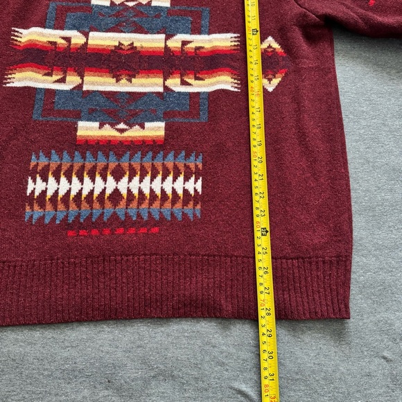Pendleton Men's Chief Joseph Burgundy Southwestern LambswoolPullover Sweater XL - Picture 7 of 8
